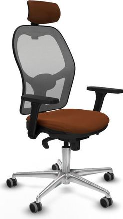 Piqueras y Crespo Piqueras Y Crespo - Jorquera Sincro Malla Gris Similpiel Marr&oacute;n Brazos 3d Base Aluminio Cabecero 2d Ruedas 65mm Engomada