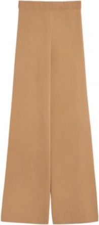 Max Mara Wijde broek - Dames - Wijde Broeken - Bruin - XS - Wol - Broeken