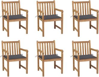vidaXL Sillas De Jard&iacute;n 6 Uds Madera Maciza De Teca Cojines Antracita Vidaxl
