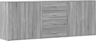 vidaXL Sideboards 3 pcs Grey Sonoma Engineered Wood Vidaxl