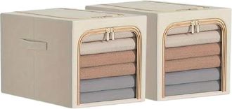 No Brand Cesta Plegable De 2 Piezas Para Guardar Ropa Con Ventana De Visualizaci&oacute;n Para Dormitorios (blanco, 31 L / 304523 Cm)