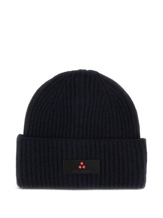 Peuterey ribbed logo-plaque beanie hat - men - Fabric - One Size - Black