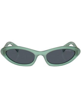 Miu Miu Eyewear logo-plaque oval-frame sunglasses - women - Acetate - 54 - Blue
