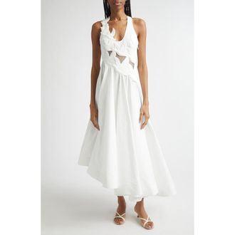 Zimmermann Luna Appliqu&eacute; Midi Dress in Ivory at Nordstrom, Size 0P