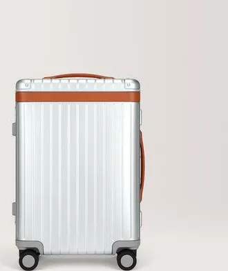 Carl Friedrik Carry-on Luggage - Hard case in Aluminium - Silver / Cognac Brown