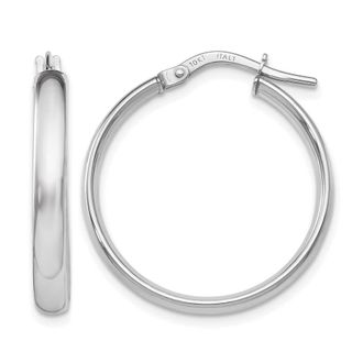Diamond2Deal 10K White Gold Round Shape Hoop Earrings