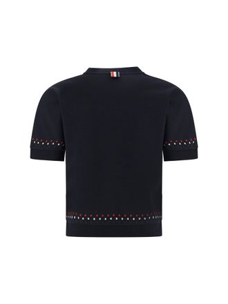 Thom Browne Snowflake-Embroidered Cotton T-Shirt - Black