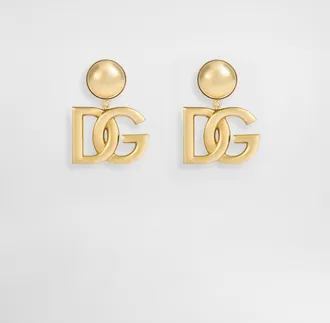 Dolce & Gabbana Clip-on Earrings With Dg Logo - Woman Bijoux Gold Metal Onesize