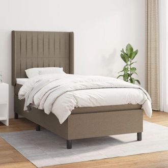 vidaXL Cama Box Spring Con Colch&oacute;n Tela Gris Taupe 80x200 Cm Vidaxl