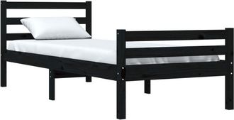 vidaXL Bed Frame without Mattress Black Solid Wood 100x200 cm Vidaxl