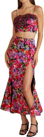 AMUR Clyde Midi Skirt In Vintage Flowers