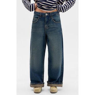 BDG Jaya Texan Low Rise Cuffed Hem Wide Leg Jeans in Blue at Nordstrom Rack, Size 25 X 32