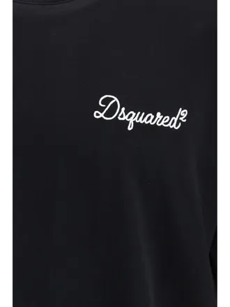 Dsquared2 Mens T-Shirt Signature Black Cotton T-Shirts And Polos