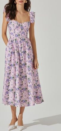 ASTR the Label Wedelia Floral Print A-Line Dress in Purple Floral at Nordstrom, Size X-Small