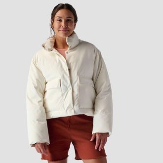 Stoic Crop Boxy Snap Front Puffer - Womens in Eggshell at Nordstrom, Size Large