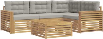 vidaXL Conjunto De Sof&aacute;s De Exterior 5 Uds. Blanco Y Gris Claro Vidaxl