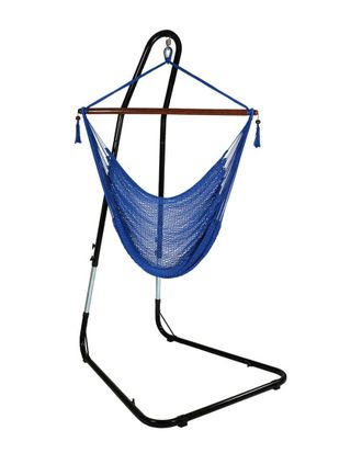 Sunnydaze Caribbean Extra-Large Hanging Hammock Chair W/ Adjustable Stand