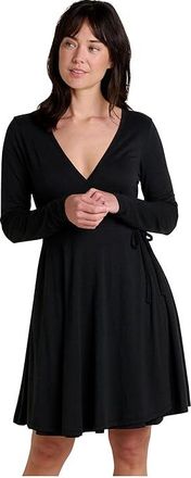Toad&Co Freesia Wrap Long Sleeve Dress Womens Dress Black : LG, Cotton/Elastane/Lyocell