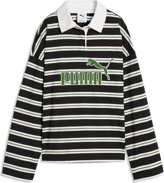 Puma (WMNS) PUMA Elevated Essentials Oversized Rugby Polo PUMA Black Striped 638345-01