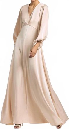 Sachin & Babi Jenny Satin Crepe Gown In Champagne