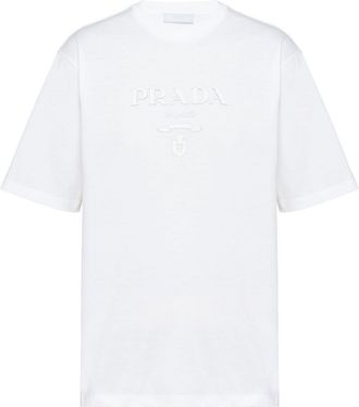 Prada T-Shirt mit erhabenem Logo und Rundhalsausschnitt