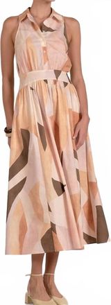 Elan Collared Maxi Dress In Beige