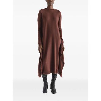 Christophe Lemaire Buttoned Side Panel Merino Wool Blend Dress - Brown
