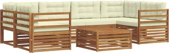vidaXL Set Di Divani Da Esterno 7 Pz Naturale E Crema Vidaxl