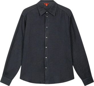 Barena Linnen overhemd met comfortabele pasvorm - Heren - Casual Overhemden - Blauw - XL - Linnen - Overhemden