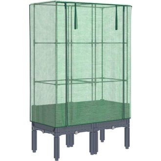 vidaXL Raised Bed with Greenhouse Cover Rattan Look 80x40x140 cm vidaXL