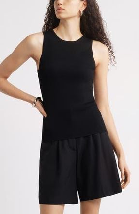 Nordstrom Rib Cutaway Tank in Black at Nordstrom Rack, Size Xx-Large