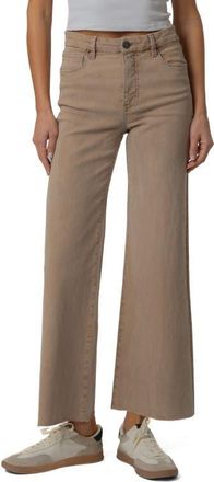 Kut from the Kloth Meg Fab Ab Raw Hem High Waist Ankle Wide Leg Jeans in Chai at Nordstrom, Size 14