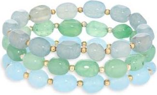 Natasha Set of 3 Beaded Stretch Bracelets in Blue/Green at Nordstrom Rack