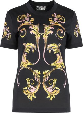 Versace Jeans Couture T-shirt met ronde hals - Dames - T-shirts - Zwart - XS - Katoen - Tops