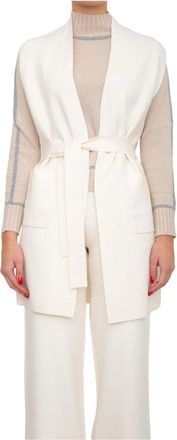 Max Mara Gilet - Dames - Gillet - Wit - L - Polyester - Kostuums