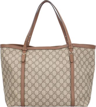 Gucci Beige Brown Gg Supreme Canvas Tote Bag (Pre-Owned)