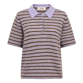 Mos Mosh MOS Mosh, Truien & Vesten, Dames, Paars, XL, MMMilvi SS Stripe Polo Knit