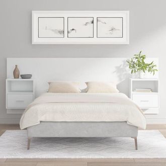 vidaXL Cabecero De Cama Con Mesitas Madera Contrachapada Blanco Vidaxl