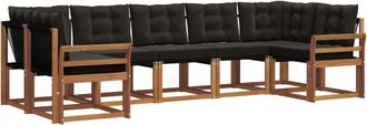 vidaXL Conjunto De Sof&aacute;s De Exterior 7 Uds. Natural Y Negro Vidaxl