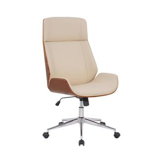 Clp Silla de oficina giratoria regulable en Simil cuero Nogal/crema
