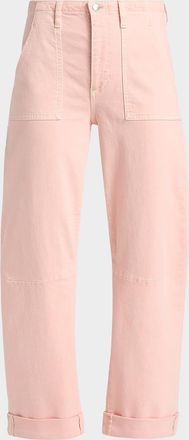LE JEAN Utility Soft Barrel Crop Jeans