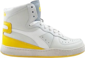 Diadora Vintage Basketbalsneakers Wit Geel - Heren - Sneakers - Wit - 42 1/2 EU - Leer - Schoenen