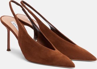 Aquazzura Voltaire 85 suede slingback pumps