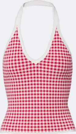 Poss&eacute; Micah gingham halterneck top