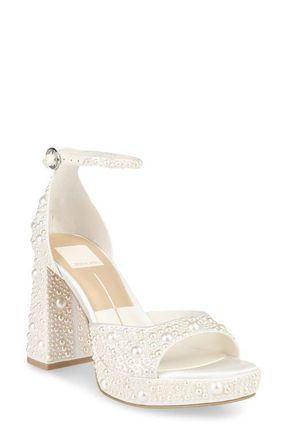 Dolce Vita Pandro Ankle Strap Platform Sandal in True White Pearls at Nordstrom, Size 10