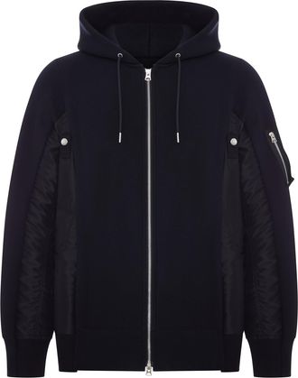 sacai COTTON AND NYLON ZIP-UP HOODIE - Sacai - Man