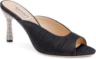 Badgley Mischka Oakdale Slide Sandal in Black Silk at Nordstrom, Size 6.5