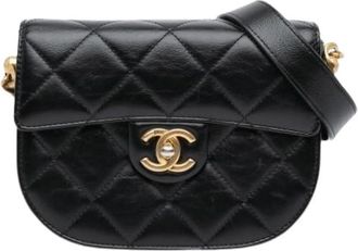 Chanel Pre-owned Vintage Classic Flap Crossbody - Dames - Vintage Schoudertas - Zwart - ONE Size - Leer - Vintage