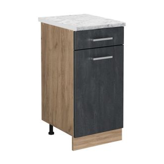 Vicco Mueble Bajo De Cocina R-line, Hormig&oacute;n Negro, 40 Cm Et M&aacute;rmol, Vicco