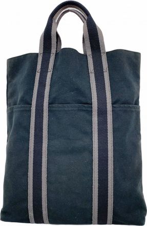 Herm&egrave;s Black Canvas Tote Bag (Pre-Owned)